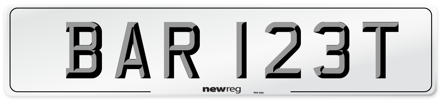 BAR 123T Number Plate from New Reg